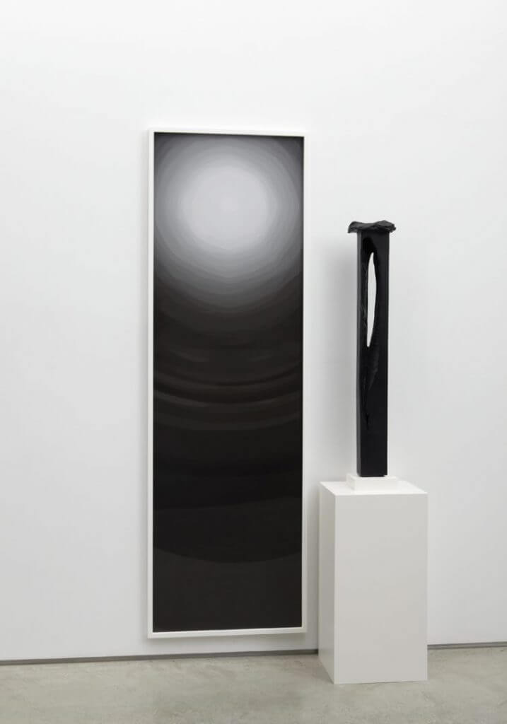 Anthony Pearson bronze sculpture Untitled (Flare Arrangement) on a white plinth